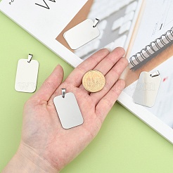 変色防止長方形タグペンダント  ステンレスペンダント201個  ステンレス鋼色  40x25x1.5mm  穴：4~5.5x8.5~10mm&nbsp;X-STAS-H061-04