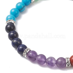 Браслеты из натуральных смешанных драгоценных камней с чакрами для женщин&nbsp;BJEW-JB13200-01
