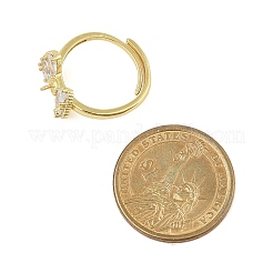 Регулируемая стойка покрытие латунь микро паве кубический цирконий манжета палец кольца для женщин&nbsp;RJEW-M027-02G-01