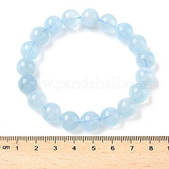 Stretch-Armbänder aus natürlichem Aquamarin mit runden Perlen für Männer und Frauen&nbsp;BJEW-U034-01A-04