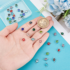 40 шт. 8-х цветные подвески-коннекторы из нержавеющей стали с паве из стекла в виде граненого цветка&nbsp;STAS-PH0006-91