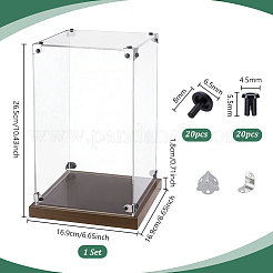 Transparente Acryl-Minifiguren-Vitrinen mit Holzsockel&nbsp;ODIS-WH0030-298A