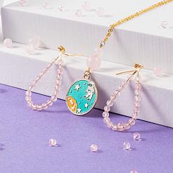 340шт 4 размера бусины из натурального розового кварца G-LS0001-13