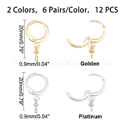 12 пара двухцветных латунных сережек-колец Huggie Hoop KK-FH0003-13
