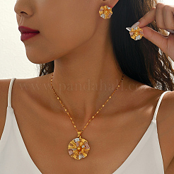 Комплекты из винтажных латунных серег-гвоздиков и ожерелий с подвесками в виде цветов для женщин&nbsp;NK5083