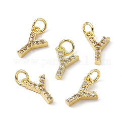 Véritable micro-pavé en laiton plaqué 18k or véritable breloques en zircone cubique transparente&nbsp;KK-E068-VB452-Y