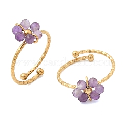 Bracciale regolabile in acciaio inox 304 con anelli aperti in pietra naturale mista.&nbsp;RJEW-P187-01G-08