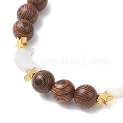 Браслеты из натуральных круглых бусин из дерева венге&nbsp;BJEW-JB12587