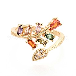 Манжеты из латуни с микро паве кубический цирконий для женщин&nbsp;KK-T071-72G