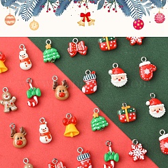 24шт 12 стиля рождественская тема непрозрачные подвески из смолы&nbsp;RESI-FS0001-86B