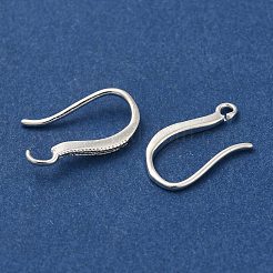 真鍮のピアスフック  カドミウムフリー＆鉛フリー  925銀メッキ  15x9x2mm  穴：1.4mm  ピン：0.8mm&nbsp;KK-H502-17S