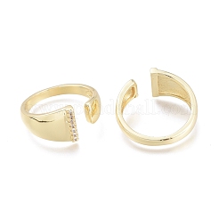 Messing Micro Pave klare Manschettenringe aus Zirkonia&nbsp;X-RJEW-F103-13I-G