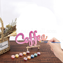 Слово кофе лазерная резка незавершенное украшение стены из липы&nbsp;WOOD-WH0113-100