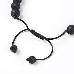 Braccialetti di perle intrecciate in pietra lavica naturale&nbsp;X-BJEW-G607-02