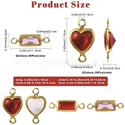 40 pz. 4 colori ottone pavé k9 connettore in vetro charms&nbsp;KK-FS0002-07