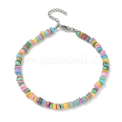 Браслеты на ногу из натуральных окрашенных пресноводных ракушек с разноцветными бусинами для женщин AJEW-AN00717