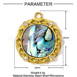 Подвески из ракушек пауа из нержавеющей стали 304&nbsp;STAS-OY002-12G