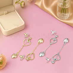 4 пара двухцветных сережек-гвоздиков из сплава и железа&nbsp;EJEW-HY0001-11