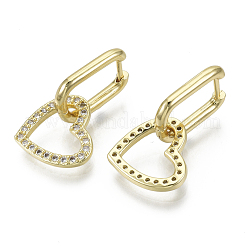 Orecchini a cerchio huggie pendenti in ottone con micro pavé di zirconi chiari&nbsp;KK-R137-022-NF