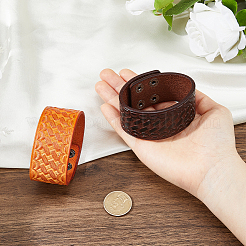 2 Stück 2 Farben Punk-Rindsleder-Schnurarmbänder&nbsp;BJEW-FH0001-15