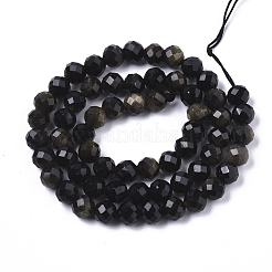 Естественный золотистый отлив обсидиан бисер пряди G-N328-007