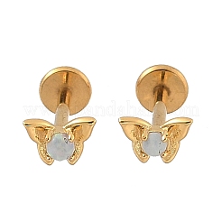 Boucles d'oreilles à tige en acier inoxydable 304 avec opale synthétique&nbsp;EJEW-B143-01G-05