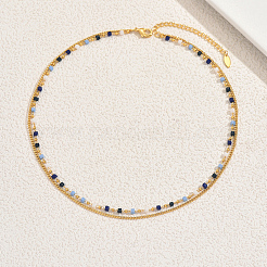 Двухслойные ожерелья из латуни и кубического стекла для женщин JE8042