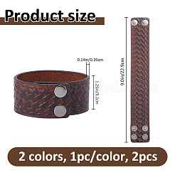 2 Stück 2 Farben Punk-Rindsleder-Schnurarmbänder&nbsp;BJEW-FH0001-15
