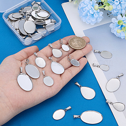 40 Stück 8 Stile 304 Edelstahl Anhänger Cabochon Einstellungen&nbsp;STAS-PH0007-18