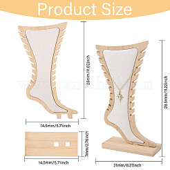 Подставки для ножных браслетов из бамбука и бархата в форме ступни ODIS-WH0030-140B