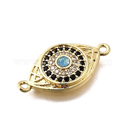 Подвески-коннекторы из латунных микрофибрилл с прозрачными и черными кубическими цирконами&nbsp;KK-P336-11G