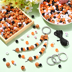 DIYジュエリーキーホルダー作りキット  アクリルビーズ入り  ナイロン糸と304ステンレス鋼の分割キーリング  ミックスカラー  11.5~12x10.5mm  穴：3.5~4mm&nbsp;DIY-YW0018-40