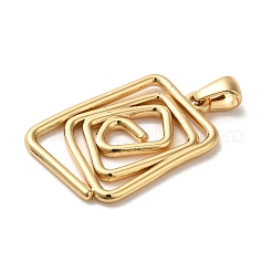 金メッキ304ステンレススチールペンダント  ワイヤー巻きチャーム  長方形  29x19x2mm  穴：6x3mm&nbsp;STAS-L272-004G-01