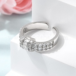 Offene Manschettenringe aus Messing mit Mikropavé und Zirkonia für Damen&nbsp;RJEW-L343-04P-04