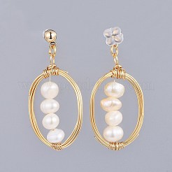 Серьги-гвоздики из натурального пресноводного жемчуга EJEW-JE03412-01