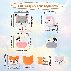 12шт 6 стиля пищевых экологически чистых силиконовых бусин SIL-SC0001-15