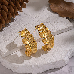 Мятые С-образные серьги-гвоздики из нержавеющей стали 304&nbsp;SF8880