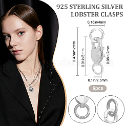 6 комплект из 925 застежек-карабинов из стерлингового серебра&nbsp;STER-BBC0001-18