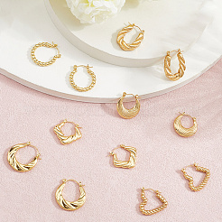 6 пара 6-х стильных серег-колец из нержавеющей стали 304 для женщин EJEW-BBC0001-96