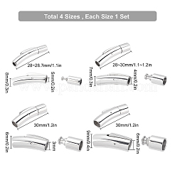 4セット4スタイル304ステンレススチールバヨネットクラスプ  コラム  ステンレス鋼色  30x6~9mm  穴：3~6mm  1セット/スタイル&nbsp;STAS-SC0003-62
