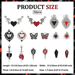 32шт 16 стиля подвески из сплава с эмалью FIND-ME0001-97