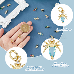 16 шт. 8-цветные латунные подвески с микропаве из кубического циркония&nbsp;KK-DC0003-69