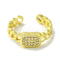 Открытые манжеты из латуни с микропаве кубический цирконий RJEW-K256-35G