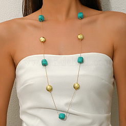 Длинные ожерелья из кубической акриловой и железной плоской круглой цепочки для женщин&nbsp;SF2895-1