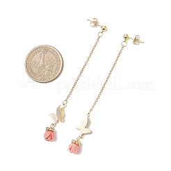 Серьги-гвоздики с кисточками из синтетического коралла&nbsp;EJEW-JE06649