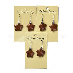Boucles d'oreilles pendantes en forme d'étoile avec pierres mélangées naturelles et synthétiques&nbsp;EJEW-I315-03P