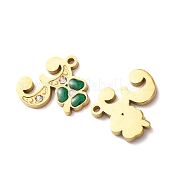 Ciondoli in acciaio inossidabile 304 smaltati e strass&nbsp;STAS-B130-01G-3