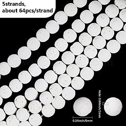 5 нити натуральных круглых бусин из лавового камня&nbsp;G-LT0001-02C-01