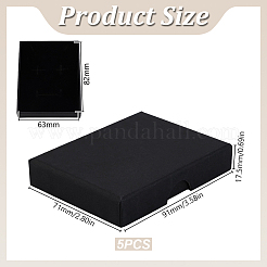 蓋付き紙製ジュエリーセットギフト包装箱  イヤリングネックレス用  長方形  ブラック  9x7x1.75cm&nbsp;CON-WH0095-221