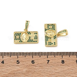 真鍮製マイクロパヴェグリーンキュービックジルコニアチャーム  ドルチャーム  ラックめっき  長持ちメッキ  鉛フリー＆カドミウムフリー  18KGP本金メッキ  11x17x2mm  穴：5x3mm&nbsp;CU-CBABEB3-07G